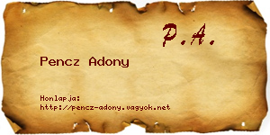 Pencz Adony névjegykártya